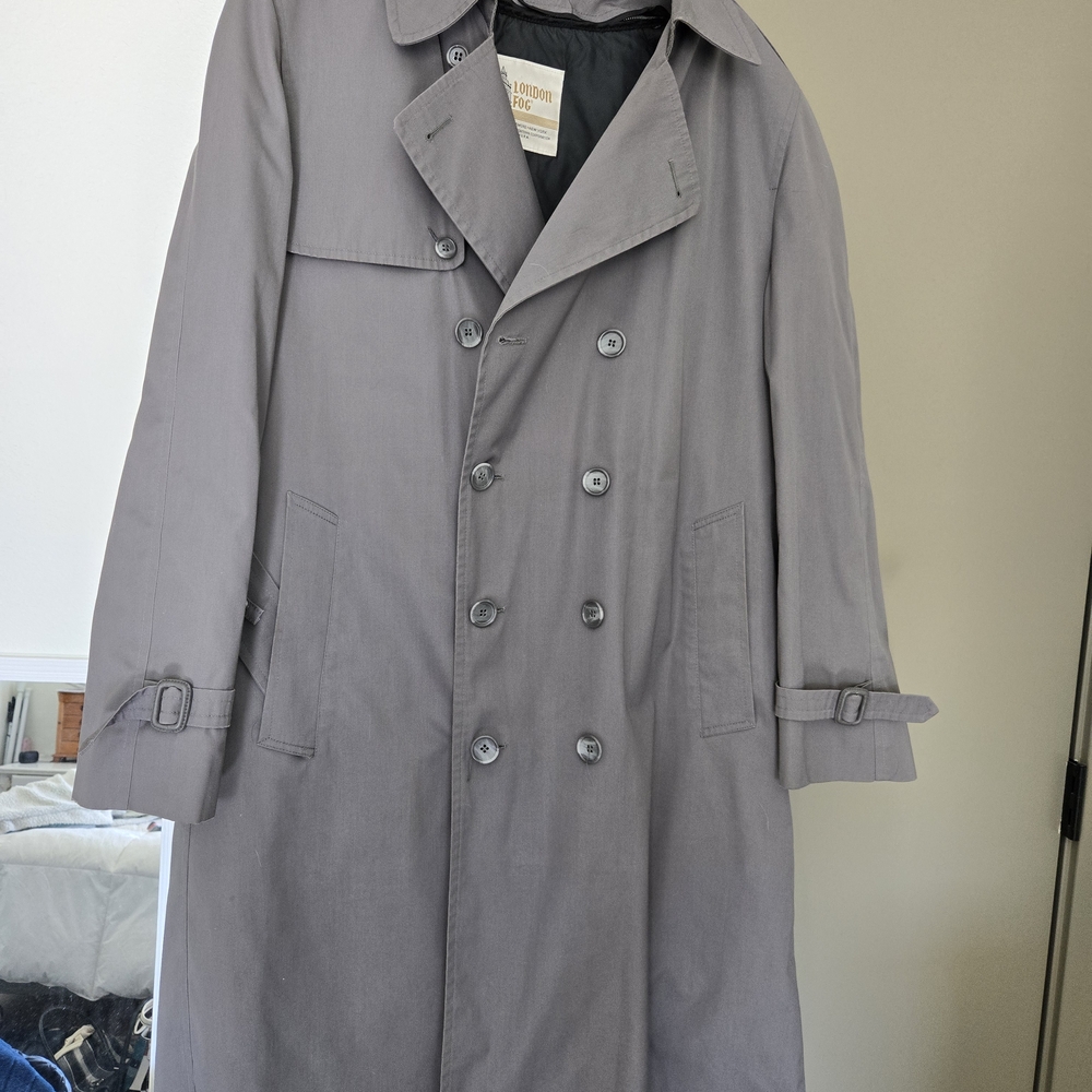 Men's Gray Double-Breasted Trench Coat